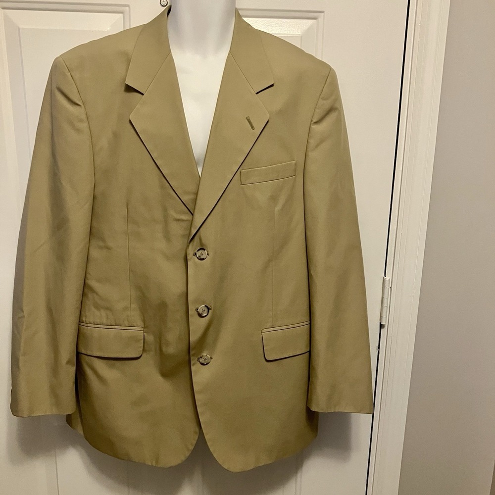 Bert Pulitzer Men's Khaki Blazer Jacket Size 44 Beige Sport Coat